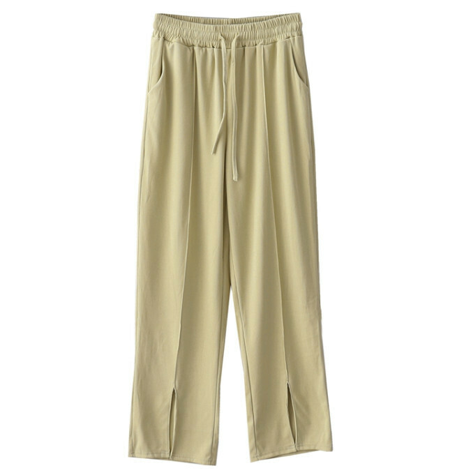 Hot selling front slit trousers [yellow green] [one size fits all]