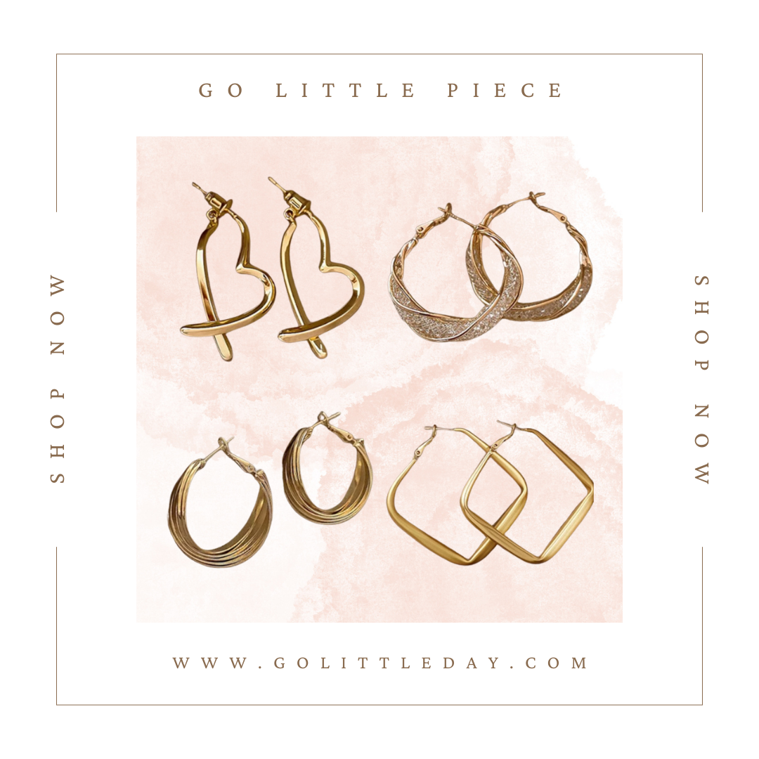 Go Little Piece 韓國 復古設計 輕奢耳環 一套四對 | 氣質設計 (逢星期日截單後14-21個工作天發貨) - 140