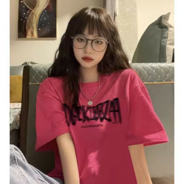 Summer Hong Kong Flavor T (Pink) [Size: S-2XL] [Contact customer service to confirm the shipping size after placing an order]