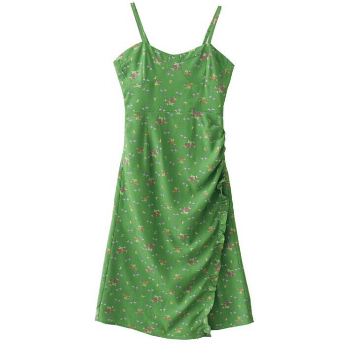 熱賣碎花吊帶連衣裙【綠色】【S碼-L碼】（下單後請聯絡客服確認發貨尺碼）