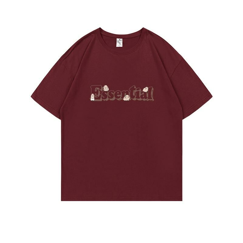 Loose short-sleeved T-shirt (S-4XL burgundy) [Please contact customer service to confirm the shipping size after placing an order] 