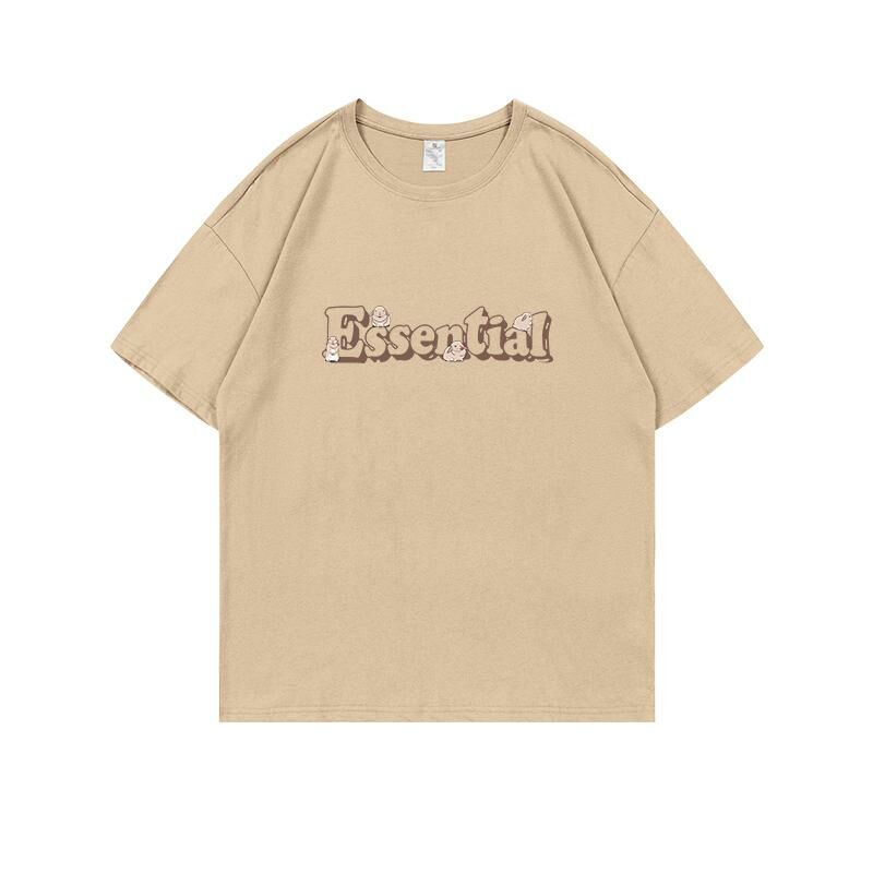 Loose short-sleeved T-shirt (S-4XL khaki) [Please contact customer service to confirm the shipping size after placing an order] 
