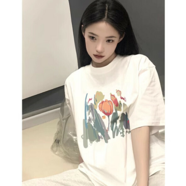 Summer Round Neck Short Sleeve T (White) [Size: S-2XL] [Contact customer service to confirm the shipping size after placing an order]