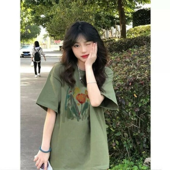 Summer Round Neck Short Sleeve T (Green) [Size: S-2XL] [Contact Customer Service to Confirm Shipping Size After Placing an Order]