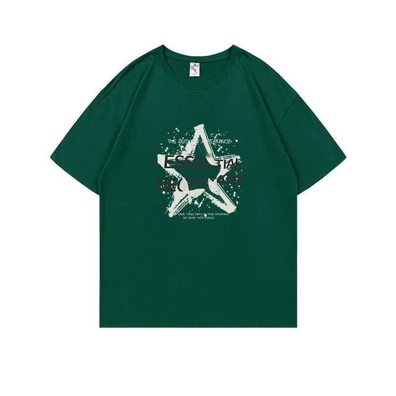 Loose short-sleeved T-shirt (S-4XL dark green) [Please contact customer service to confirm the shipping size after placing an order] 