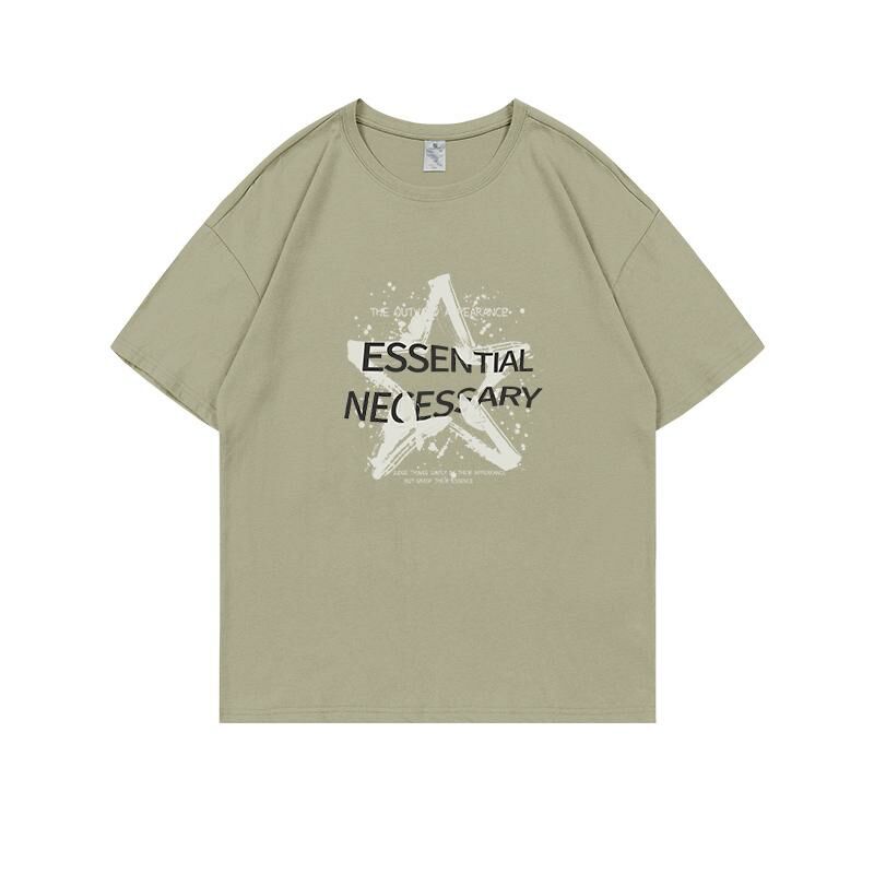 Loose short-sleeved T-shirt (S-4XL camel green) [After placing an order, please contact customer service to confirm the shipping size] 