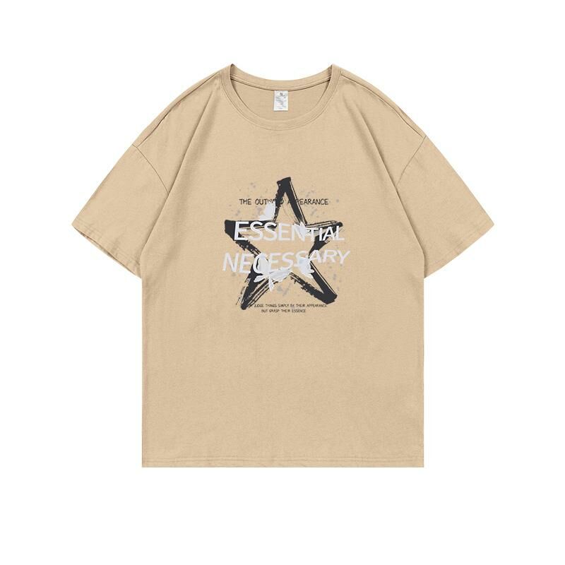 Loose short-sleeved T-shirt (S-4XL khaki) [Please contact customer service to confirm the shipping size after placing an order] 