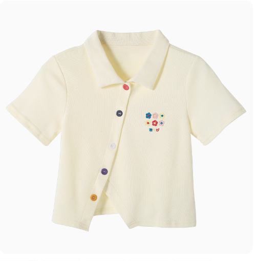 Short-sleeved embroidered T-shirt (apricot) (size S-XL) (contact customer service to confirm the shipping ruler after placing an order)