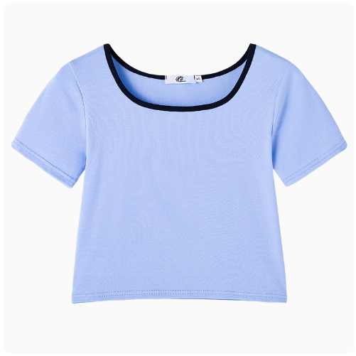 Slim Short Sleeve T-Shirt (Light Blue) (Size S-XL) (Contact customer service to confirm the shipping ruler after placing an order)