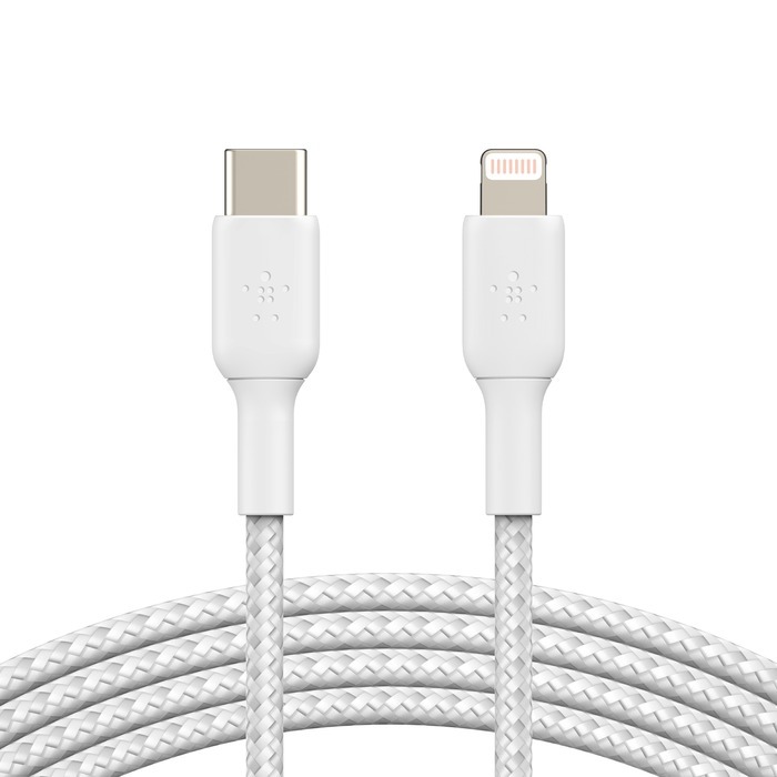 Belkin Braided USB-C 至 Lightning 編織充電線纜 1M 白色