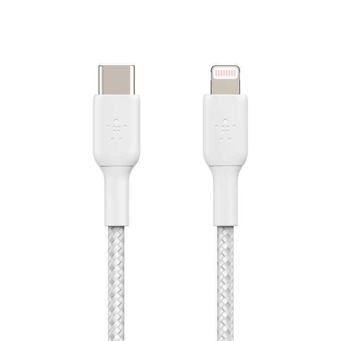 Belkin Braided USB-C 至 Lightning 編織充電線纜 1M 白色
