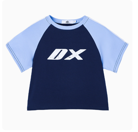 Raglan Shoulder Short Sleeve T-Shirt (Blue) (Size S-L) (Contact customer service to confirm the shipping ruler after placing an order)