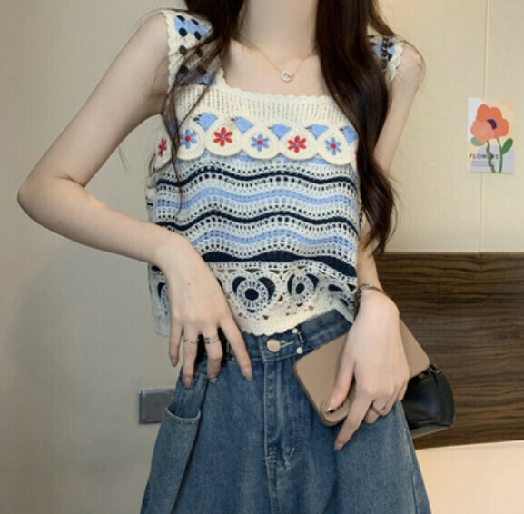 Summer Cut-out Vest (Blue) [One Size]