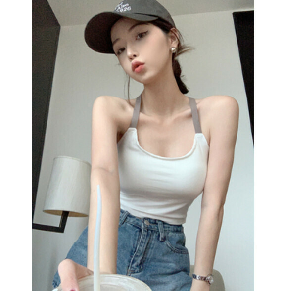 Summer Halterneck Vest with Chest Padded (White) [One Size]