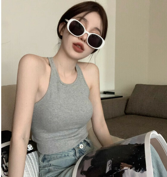Summer backless bra padded vest (gray) [one size]