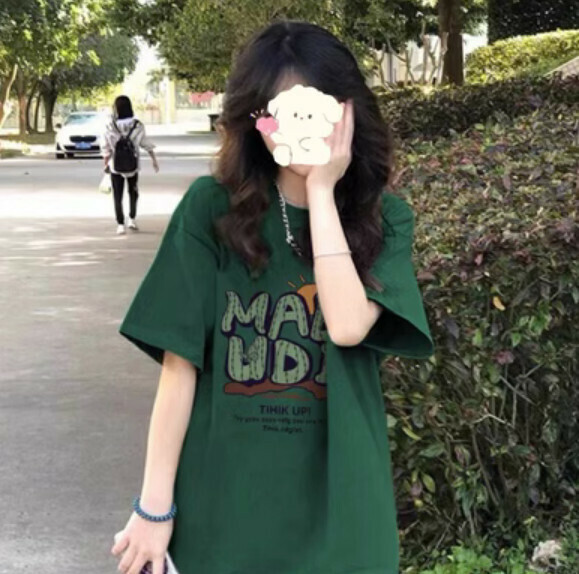 Summer loose short sleeve t (green) [Size: S-2XL] [Contact customer service to confirm the shipping size after placing an order]