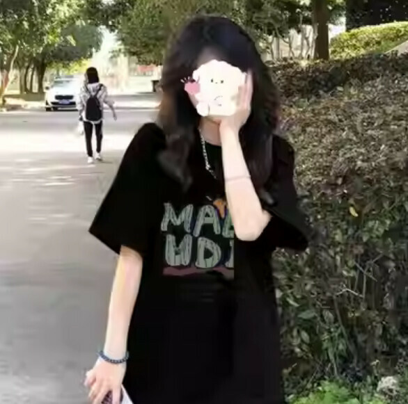 Summer loose short-sleeved T-卹 (black) [Size: S-2XL] [Contact customer service to confirm the shipping size after placing an order]