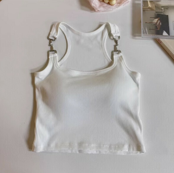 Summer Metal Buckle I-Frame Vest (White) [One Size]
