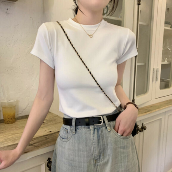 Summer Round Neck Short Sleeve T (White) [Size: S-L] [Contact Customer Service to Confirm Shipping Size after Placing an Order]