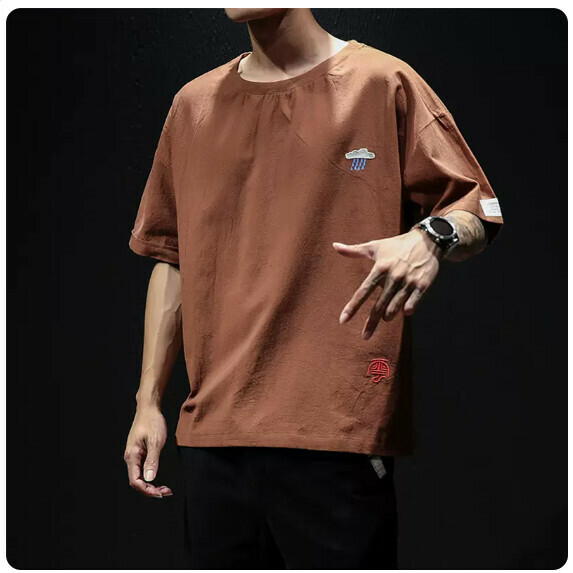 Summer Men's T-Shirt (T126 Brown [Size M_4XL] (Contact customer service to confirm size after placing an order))