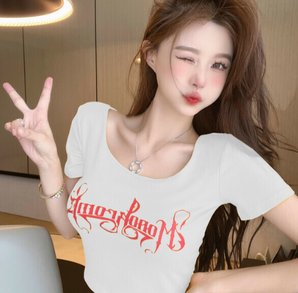 Summer letter short sleeve t (white) [Size: S-L] [Contact customer service to confirm the shipping size after placing an order]