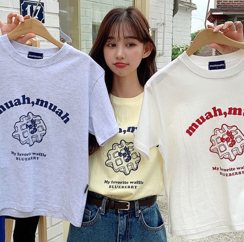 韓國連線🇰🇷Muah Muah 華夫鬆餅 美式 印花 短袖 六色
