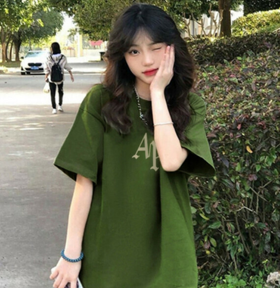 Summer loose short sleeve t (green) [Size: S-2XL] [Contact customer service to confirm the shipping size after placing an order]