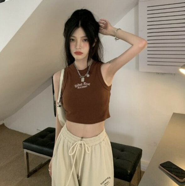 Summer Printed Vest (Coffee Color) [Size: S-L] [Contact Customer Service to Confirm Shipping Size after Placing an Order]