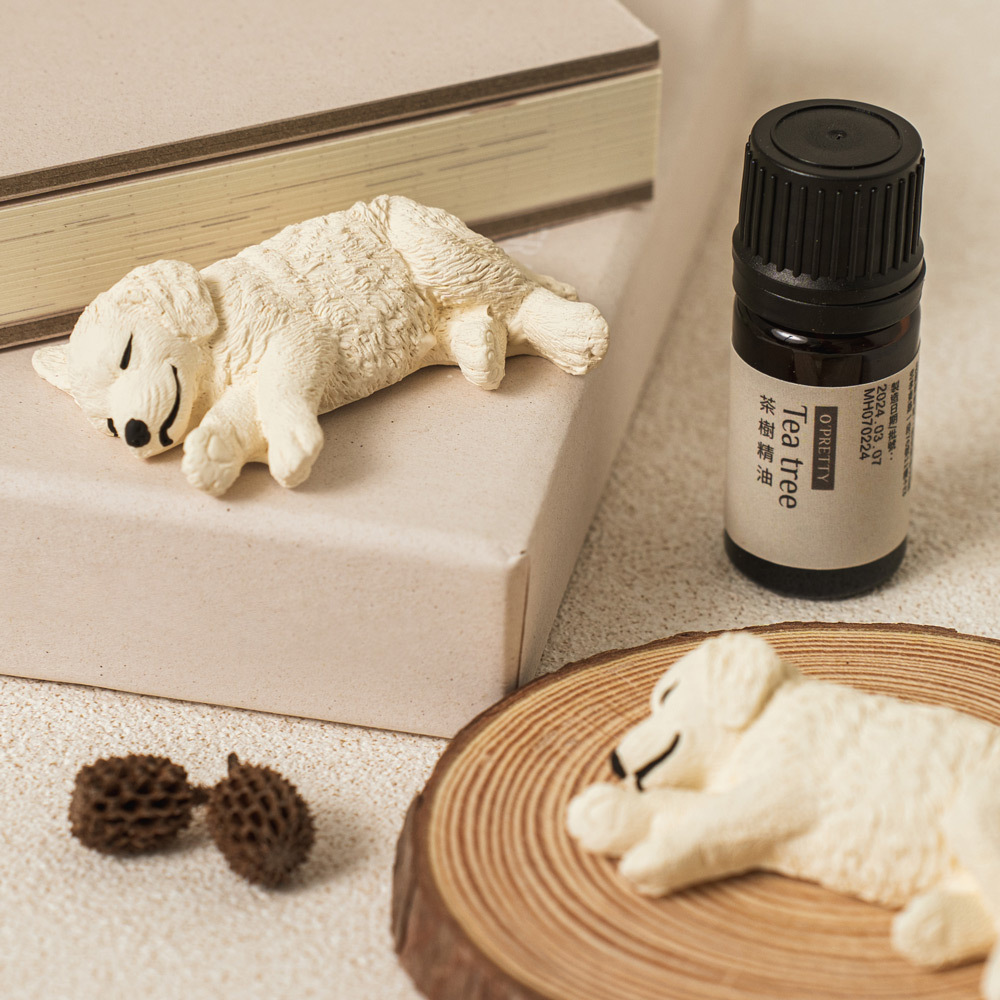 O'Pretty 歐沛媞 室內/車用 香氛擴香【黃金獵犬擴香石擺飾+草本精油(5ml)】-多款