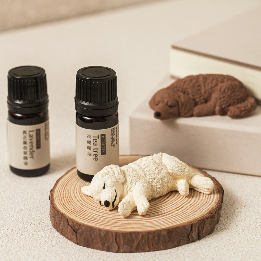 O'Pretty 歐沛媞 室內/車用 香氛擴香【黃金獵犬擴香石擺飾+草本精油(5ml)】-多款