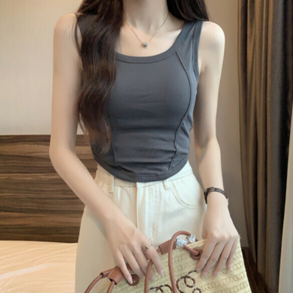Summer Halterneck Vest with Chest Padded (Grey) [One Size]