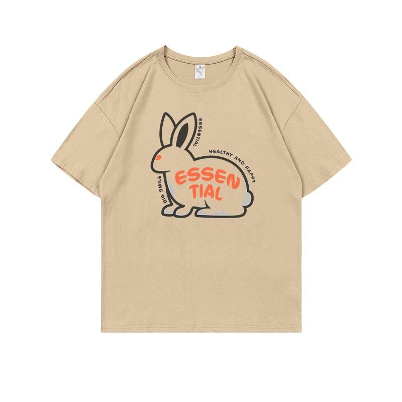 Loose short-sleeved T-shirt (S-4XL khaki 220g cotton) [After placing an order, please contact customer service to confirm the shipping size] 