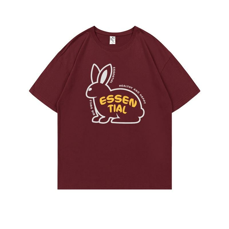 Loose short-sleeved T-shirt (S-4XL burgundy 220g cotton) [After placing an order, please contact customer service to confirm the shipping size] 