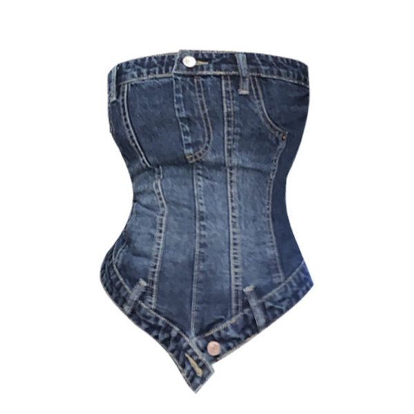 Hot selling denim tube top (picture color S size-M size) (please contact customer service to confirm the delivery size after placing the order)
