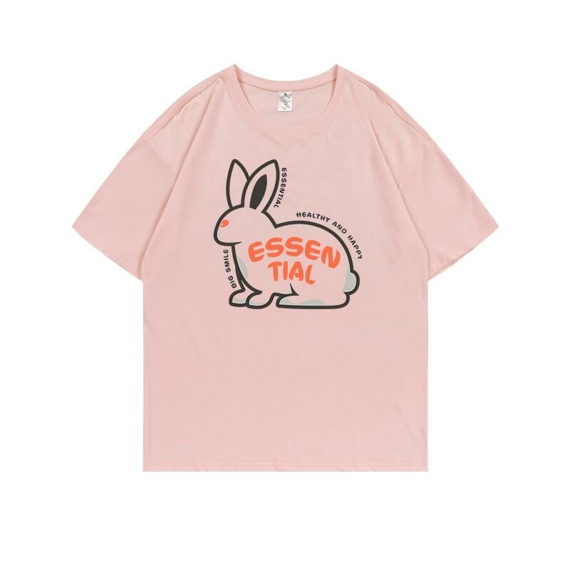 Loose short-sleeved T-shirt (S-4XL light pink 220g cotton) [Please contact customer service to confirm the shipping size after placing an order] 