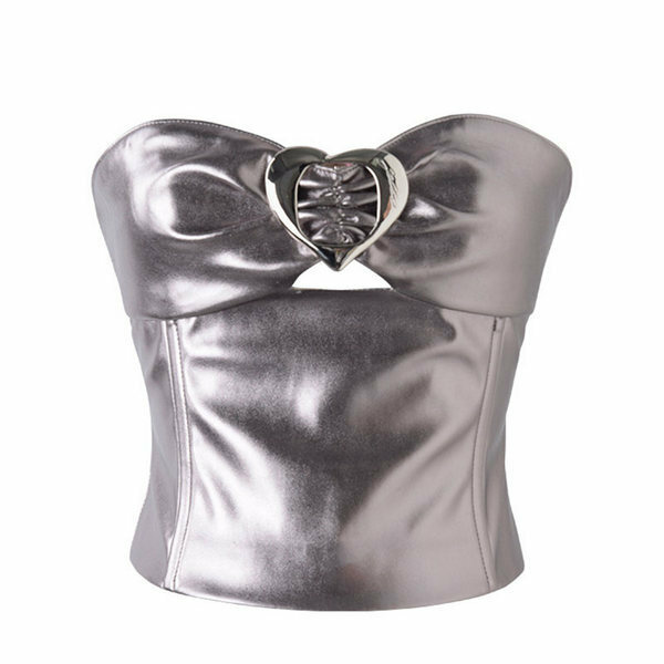 Hot selling backless tight cropped top (silver size S-L) (please contact customer service to confirm the delivery size after placing the order)