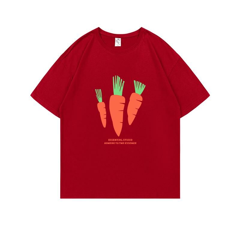 Loose short-sleeved T-shirt (S-4XL size China red) [Please contact customer service to confirm the shipping size after placing an order] 