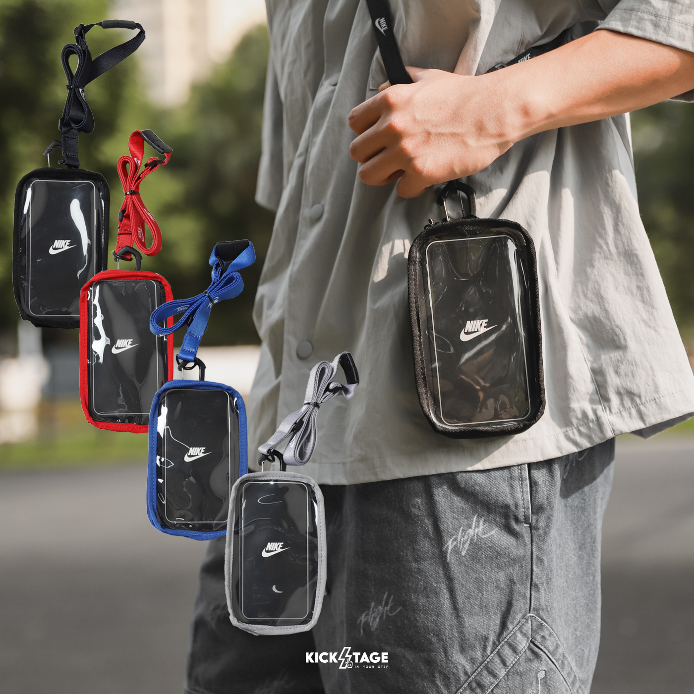 **特價商品無退換**NIKE CLUB PHONE CROSSBODY 黑 藍 紅 灰 四色 運動 休閒 可觸控 手機包 斜背包 收納袋 隨身小包【HF3595】NIKEICON