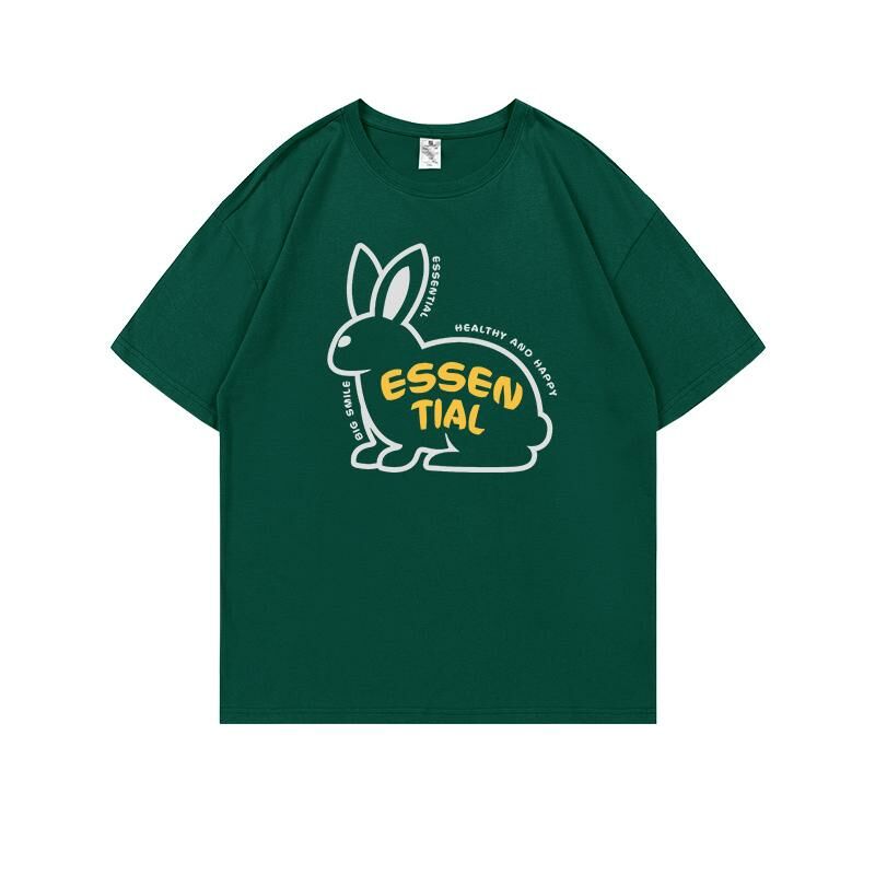 Loose short-sleeved T-shirt (S-4XL dark green 220g cotton) [After placing an order, please contact customer service to confirm the shipping size] 