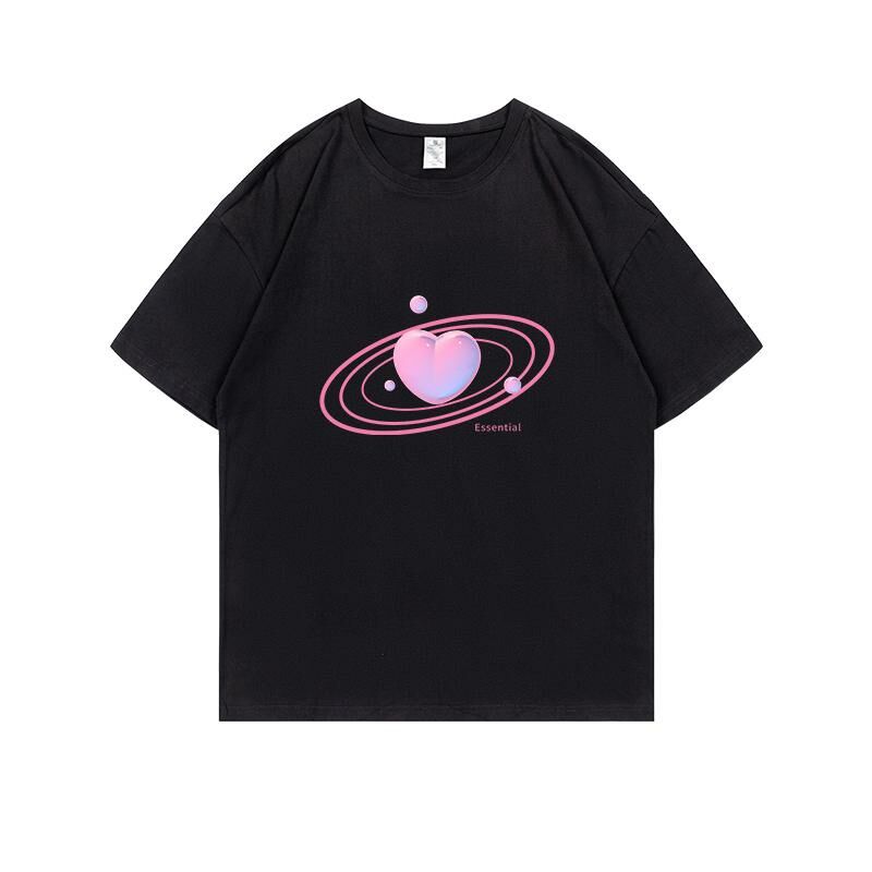 Loose short-sleeved T-shirt (S-4XL black) [Please contact customer service to confirm the shipping size after placing an order] 