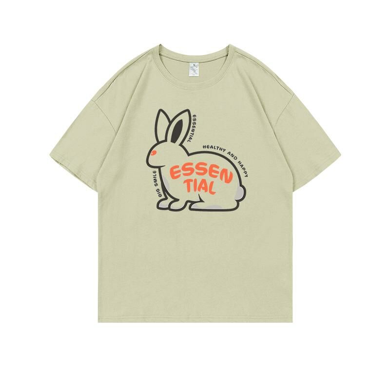 Loose short-sleeved T-shirt (S-4XL camel green 220g cotton) [After placing an order, please contact customer service to confirm the shipping size] 