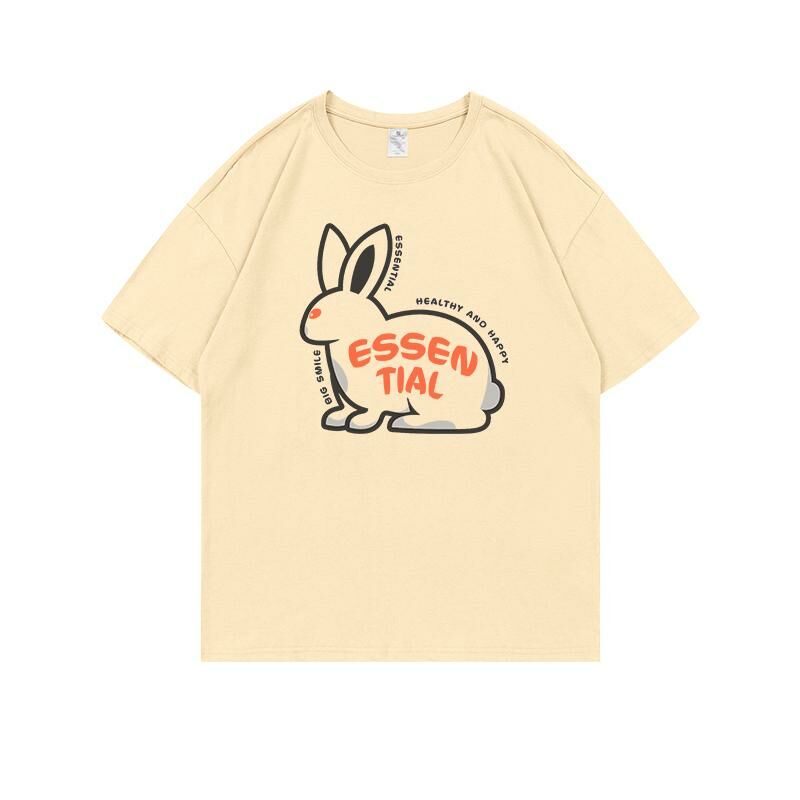 Loose short-sleeved T-shirt (S-4XL apricot 220g cotton) [Please contact customer service to confirm the shipping size after placing an order] 
