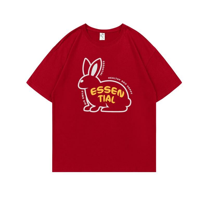 Loose short-sleeved T-shirt (S-4XL China Red 220g cotton) [After placing an order, please contact customer service to confirm the shipping size] 