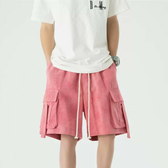 男款大口袋短褲（粉紅色【M_2XL碼】（下單後聯繫客服確認發貨尺碼））