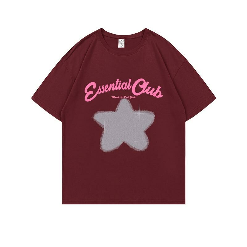 Loose short-sleeved T-shirt (S-4XL burgundy) [Please contact customer service to confirm the shipping size after placing an order] 