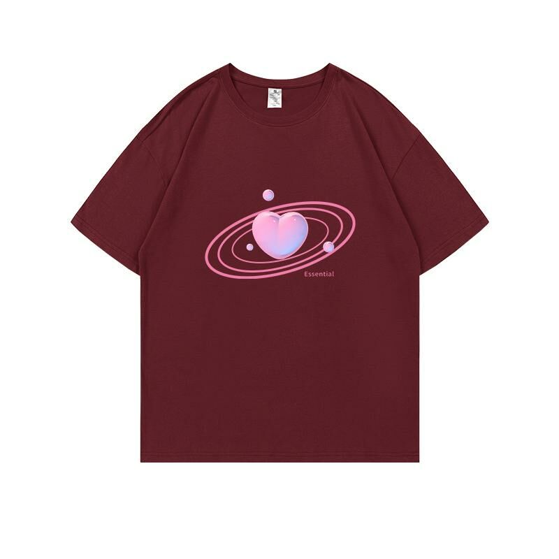 Loose short-sleeved T-shirt (S-4XL burgundy) [Please contact customer service to confirm the shipping size after placing an order] 