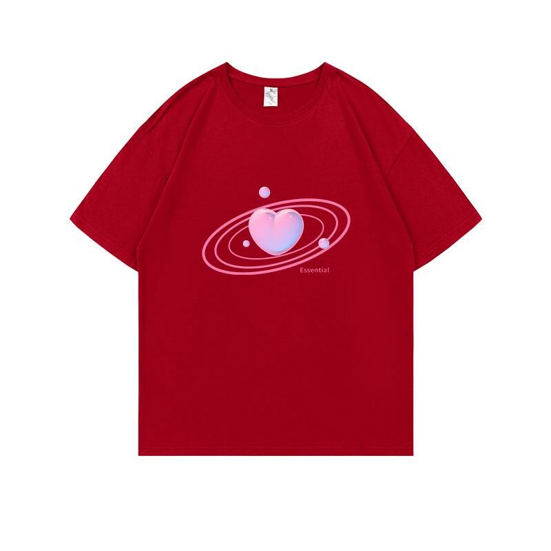Loose short-sleeved T-shirt (S-4XL size China red) [Please contact customer service to confirm the shipping size after placing an order] 
