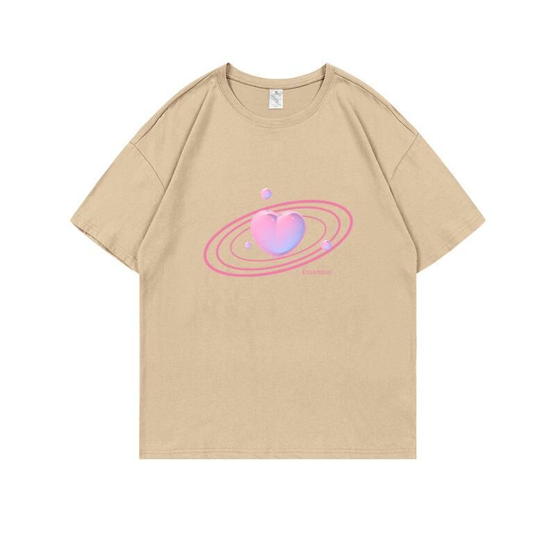Loose short-sleeved T-shirt (S-4XL khaki) [Please contact customer service to confirm the shipping size after placing an order] 