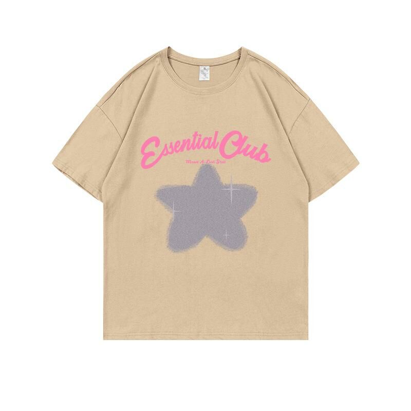 Loose short-sleeved T-shirt (S-4XL khaki) [Please contact customer service to confirm the shipping size after placing an order] 