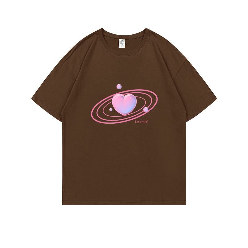 Loose short-sleeved T-shirt (S-4XL brown) [After placing an order, please contact customer service to confirm the shipping size] 